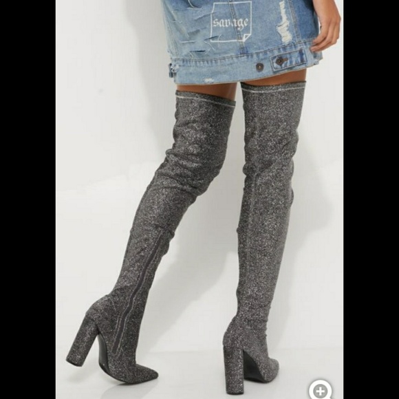 glitter over the knee boots